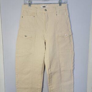 Paige Cream Barrel Leg Cargo Pants